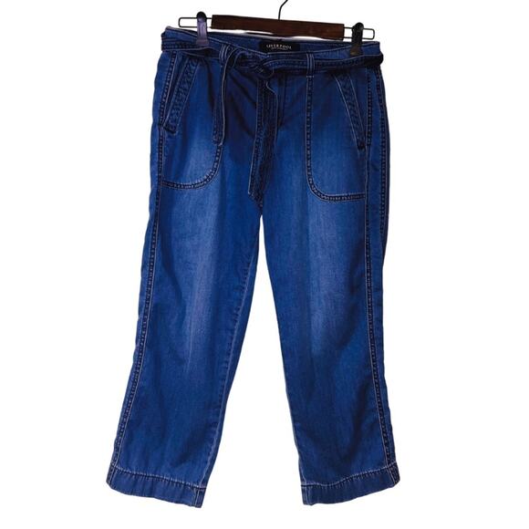 Liverpool Jeans Company Women's Cropped Jeans with Tie Belt Size 4 - Picture 1 of 5